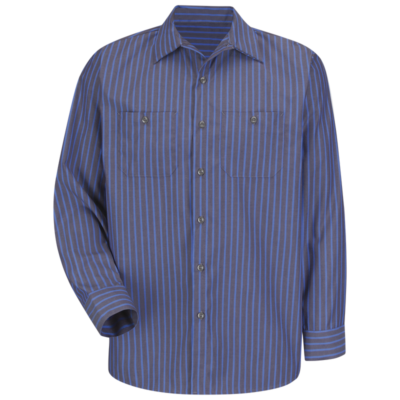 Men's Long Sleeve Industrial Stripe Work Shirt