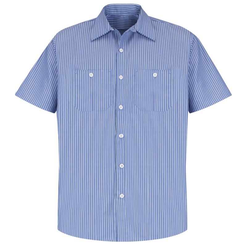 Men's Short Sleeve Striped Work Shirt