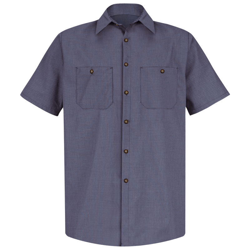 Men's Short Sleeve Microcheck Uniform Shirt