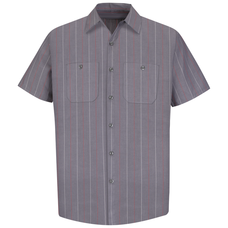 Men's Short Sleeve Industrial Stripe Work Shirt