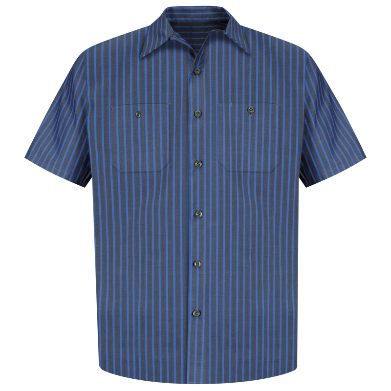 Men's Short Sleeve Industrial Stripe Work Shirt
