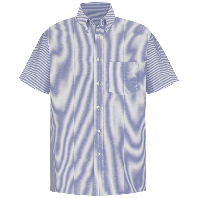 Men's Short Sleeve Striped Executive Oxford Dress Shirt